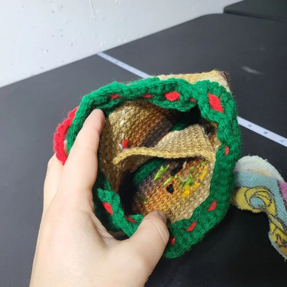 Handmade Crochet Drawstring‎ Pouch Bag Farm Themed Barn and Tractor with Farmer